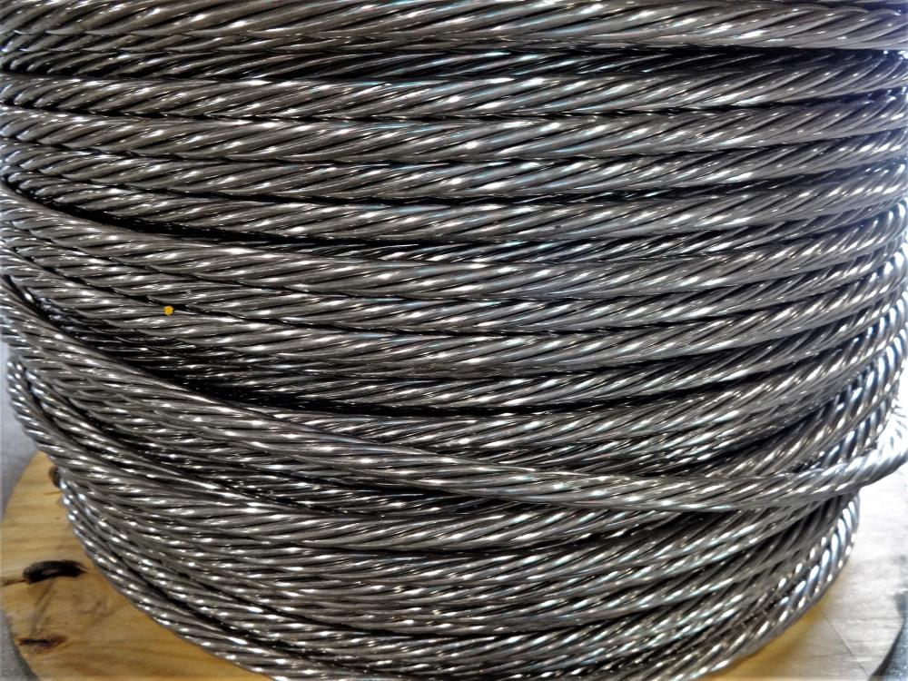 ALPS 1x7 STRAND 3/8" 316 STAINLESS STEEL MESSENGER WIRE ROPE - 50 FT LENGTH CUTS